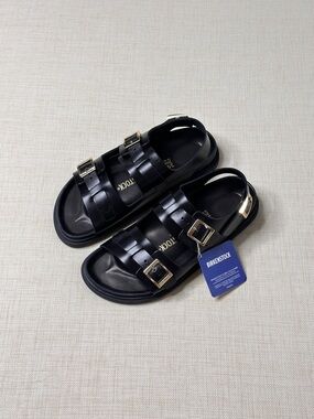 Birkenstock Cannes Exquisite Natural Leather Sandals Black 39 Narrow